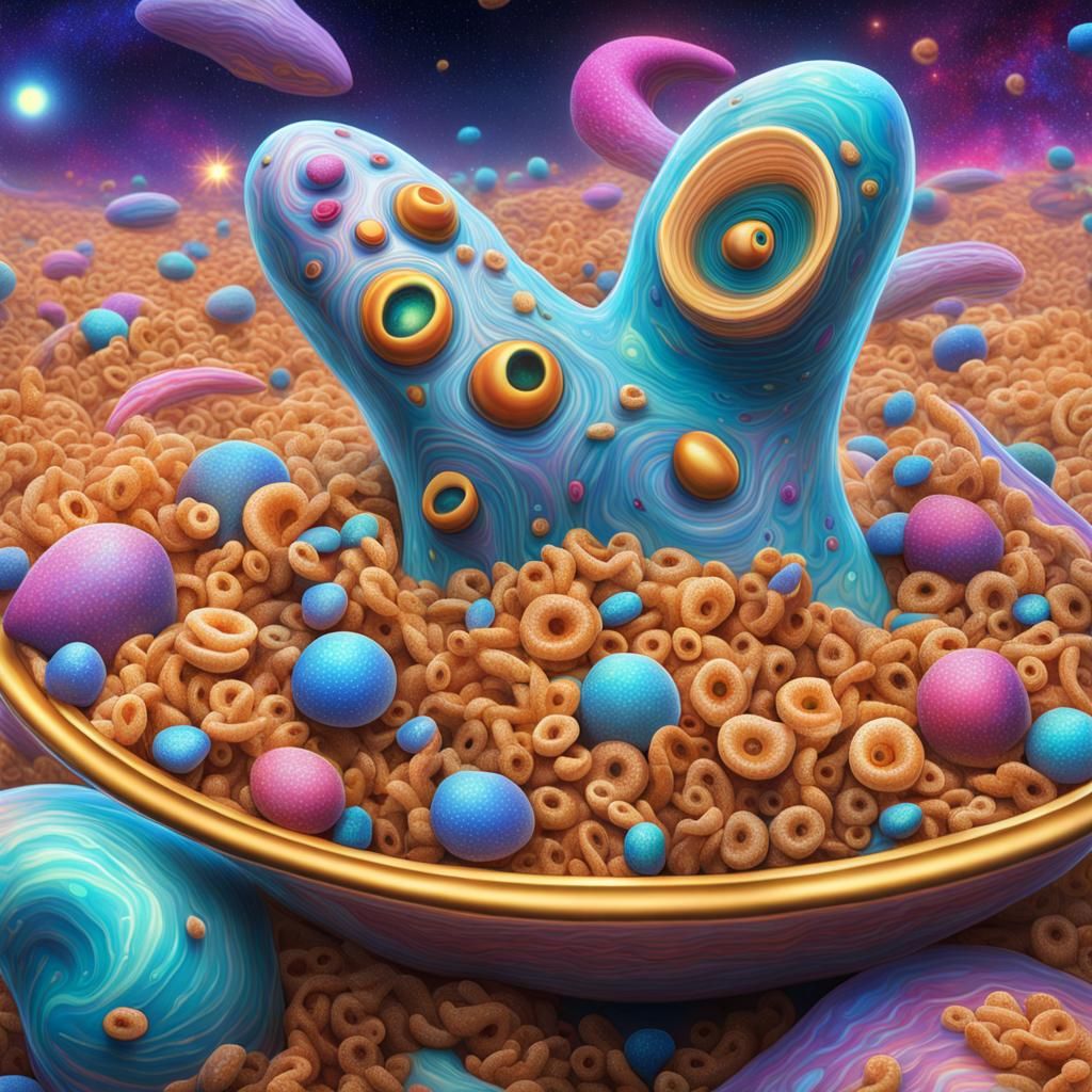 Slugs Cereal: Holographic Cosmic Astral Illustration