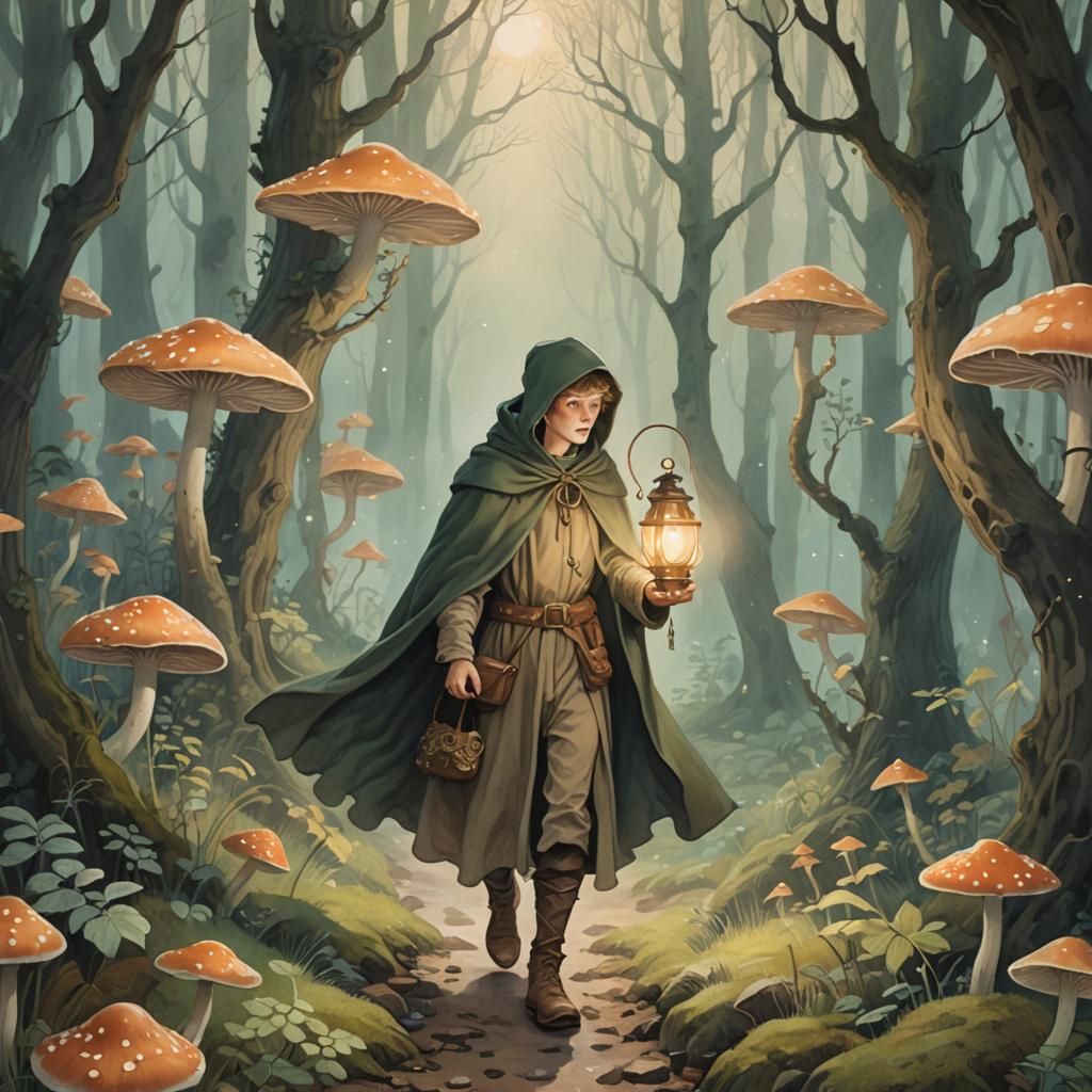 Misty Mushroom Forest Adventure in Fantasy Style