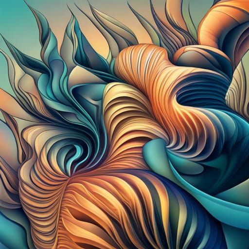 Abstract Vector Fractal with Zentangle and 3D Shading