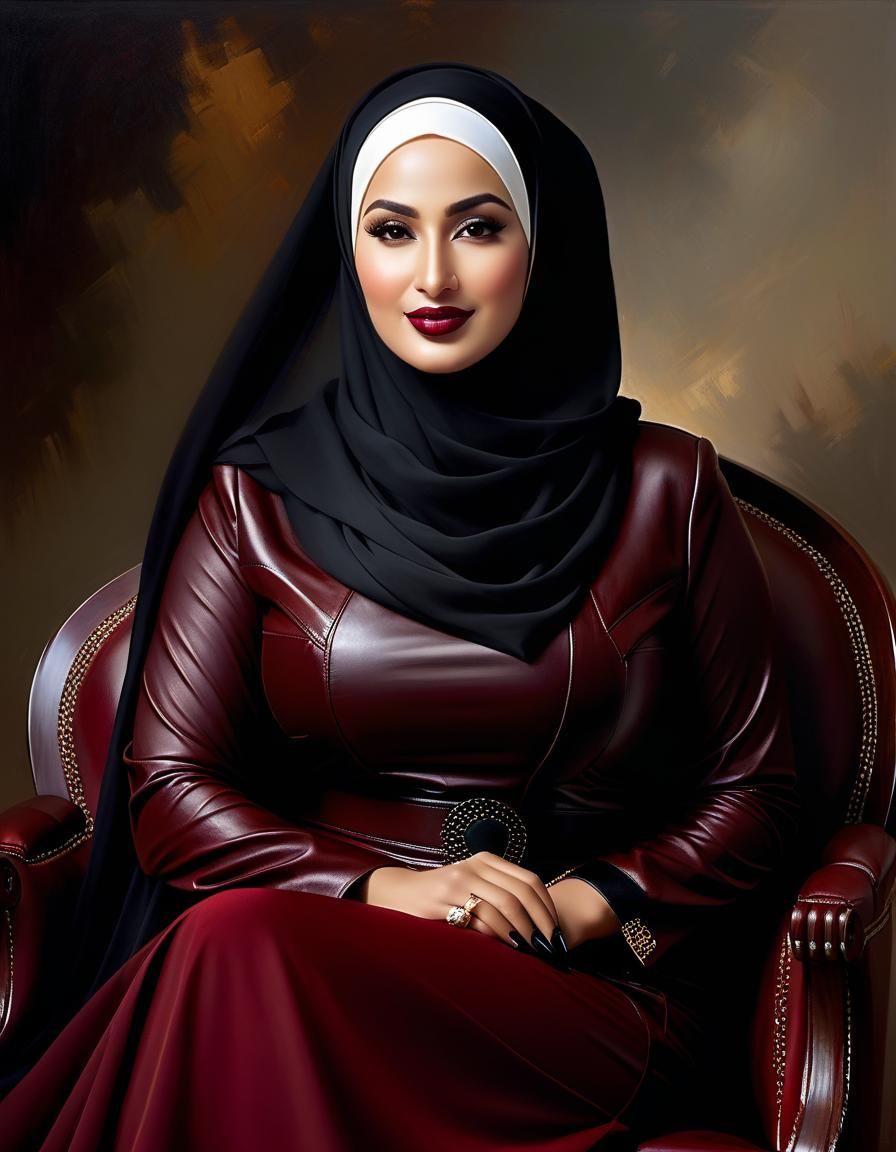 Elegant Portrait of a Middle Eastern Woman in Oil Painting S...