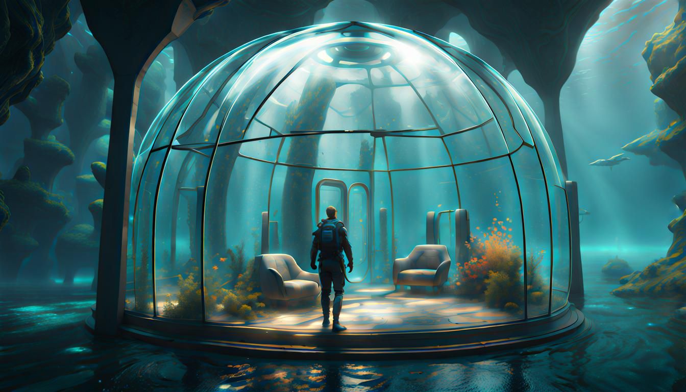 Underwater Dome: A Futuristic Shield in Deep Color