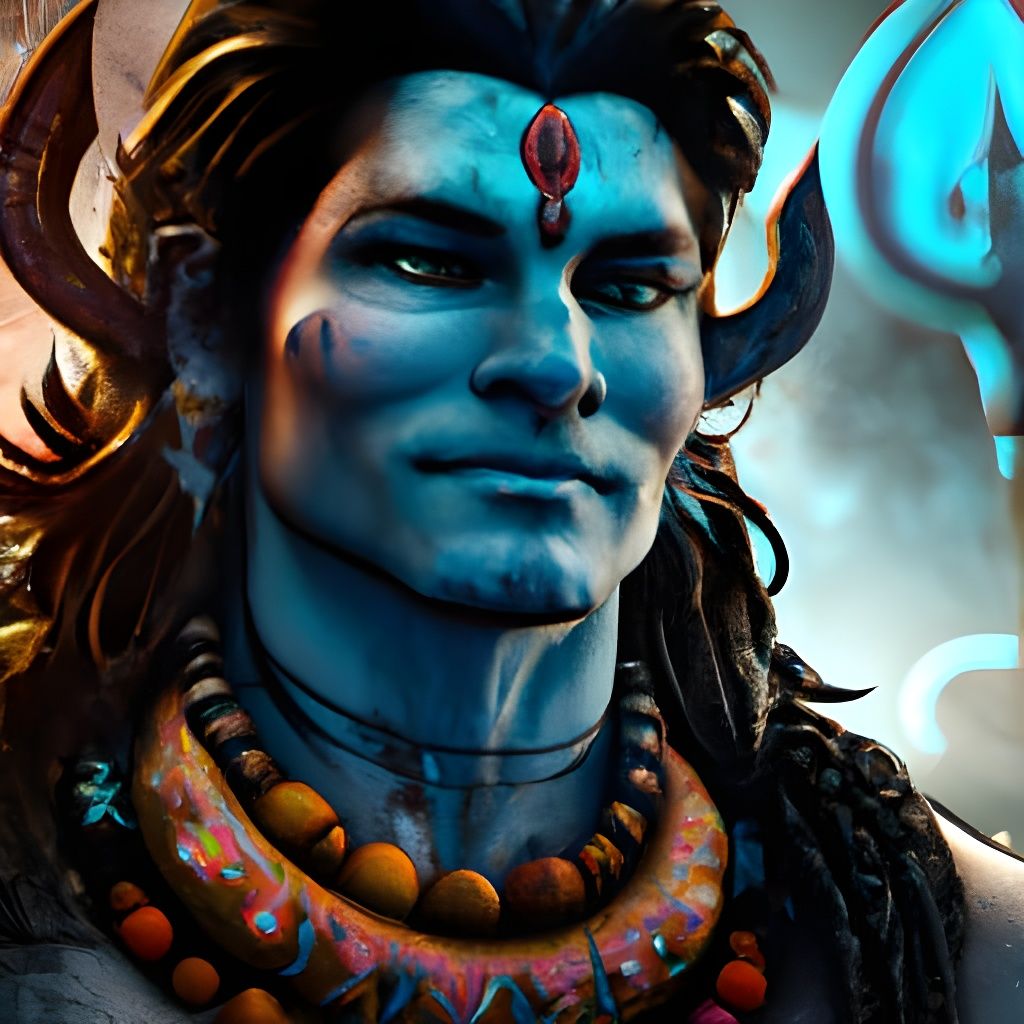 Lord Shiva Portrait in Hyperdetailed Digital Art Style