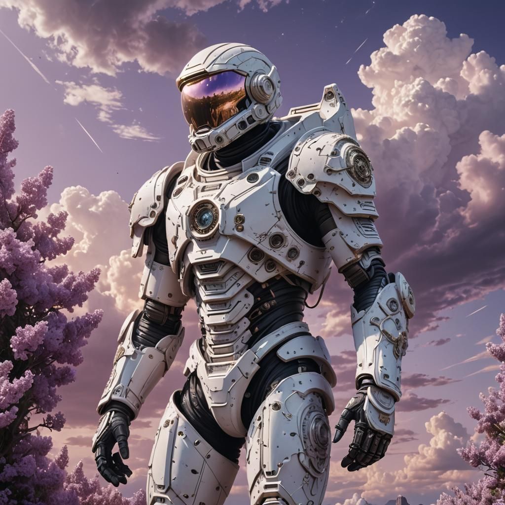 Biomechanical Astronaut in Stone Armor, Digital Matte Painti...