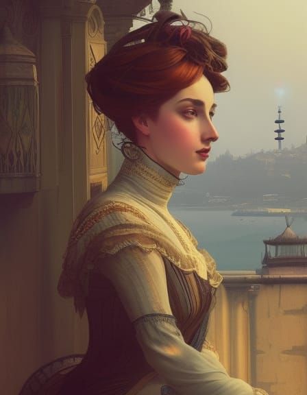 Victorian Woman in Istanbul: Hyperdetailed Portrait