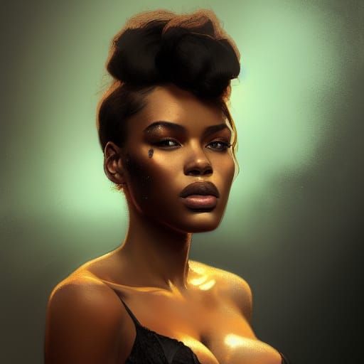 Black Woman in Lingerie: Hyperdetailed Portrait