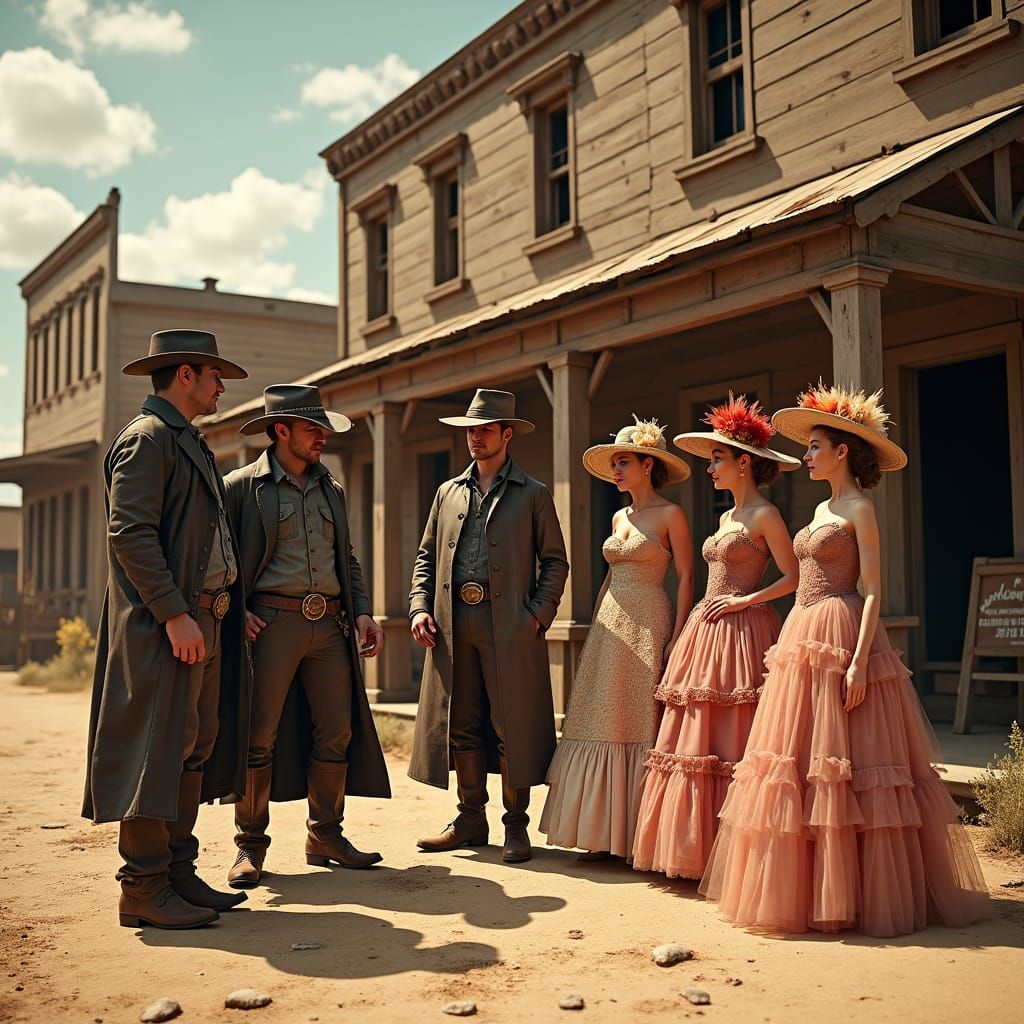 Vintage Wild West Saloon Gathering in 1800s Style