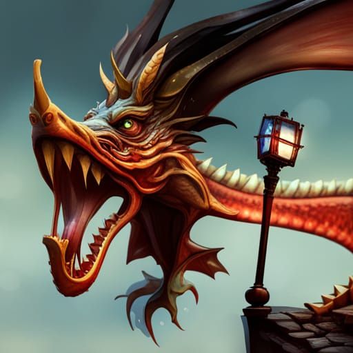 Hyperrealistic Glass Dragon Laughing