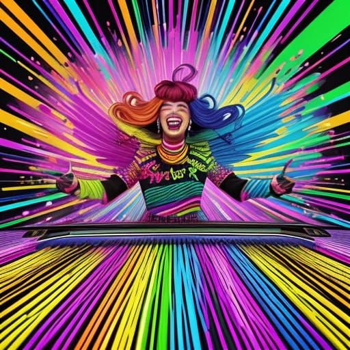 Energetic Singer in Pop Art Style Digital Art