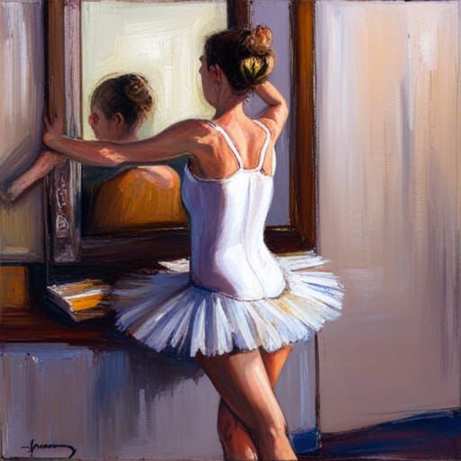 Ballerina in Tutu as Oil Painting