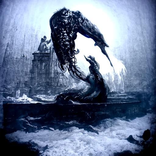 Horrifying Leviathan in Dark Fantasy Style
