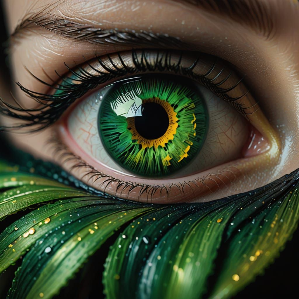 A close up of emerald green eyes starring into your soul