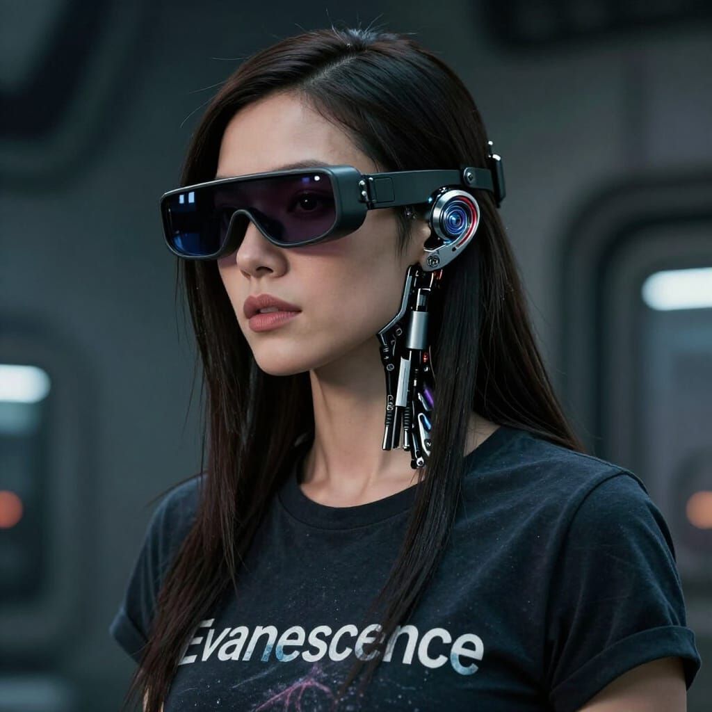 Amy Lee in Futuristic Cyberpunk Vision Helmet