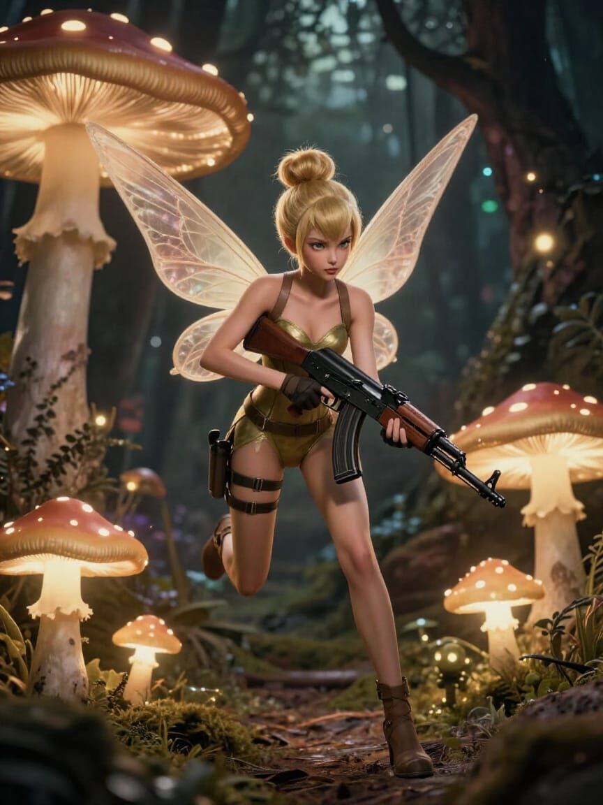 Tinkerbell Action Hero in Bioluminescent Forest