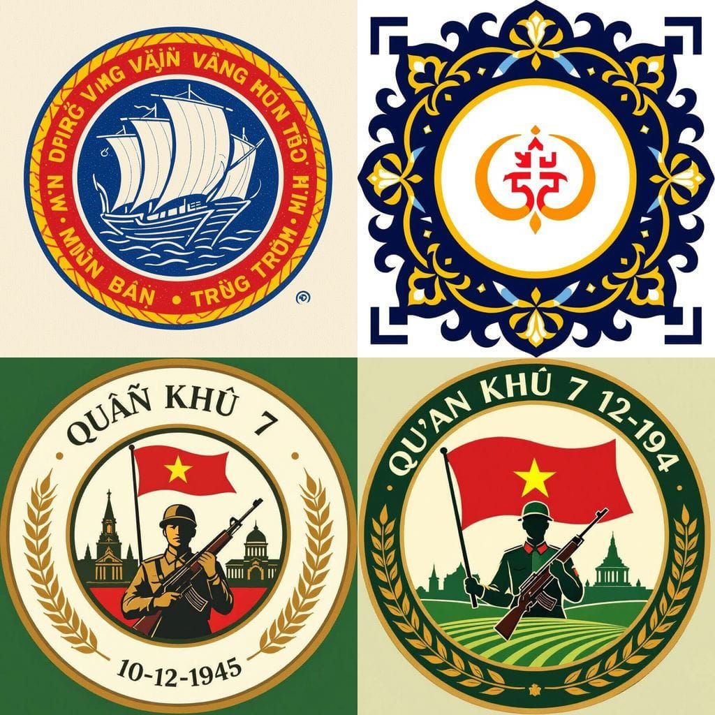 Quân Khu 7 Logo: Red Star Flag, Soldier, Independence Palace