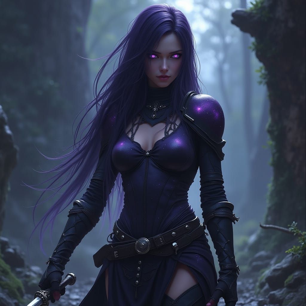 Mysterious Shadow Elf Dancer in Celestial Leather Armor