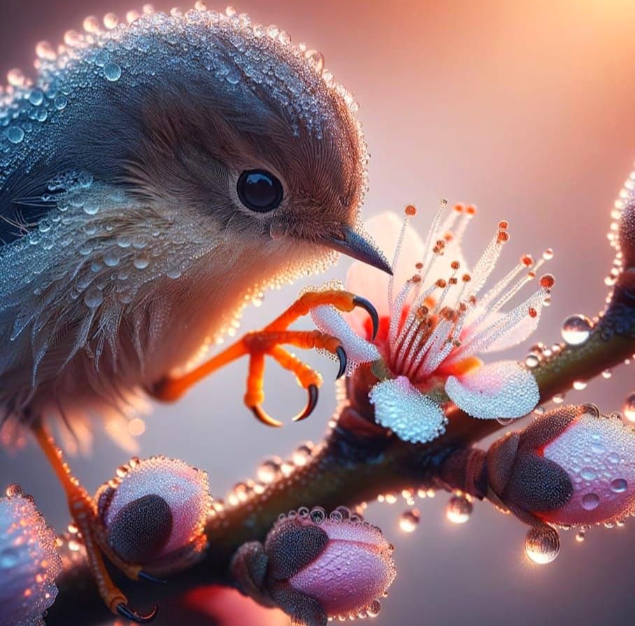 Dew-Kissed Peach Blossom at Dawn