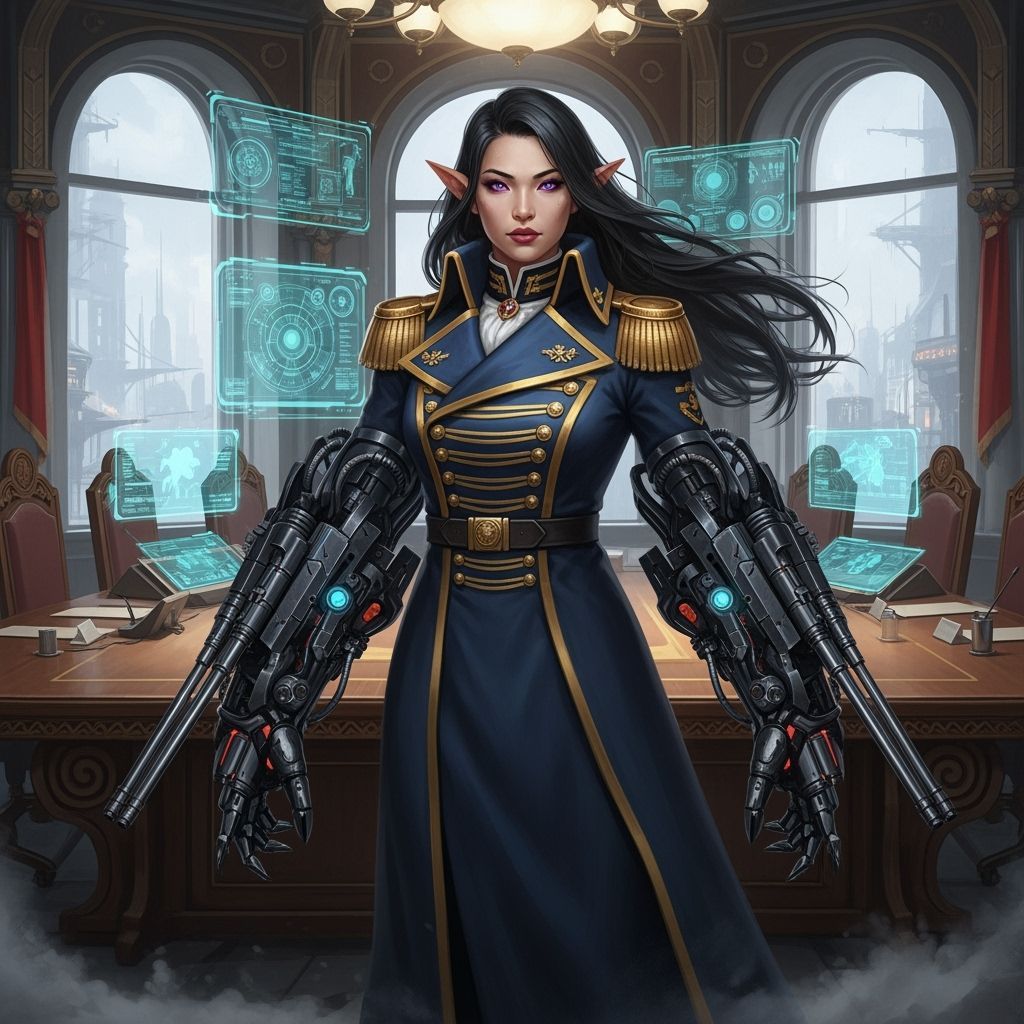 Female Admiral Portrait in Futuristic Victorian Naval Style