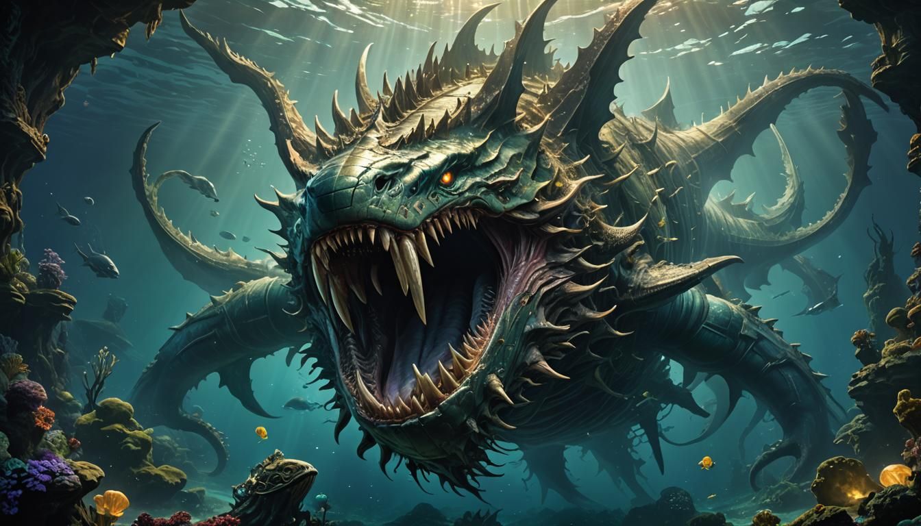 Underwater Leviathan in Eerie Abyss