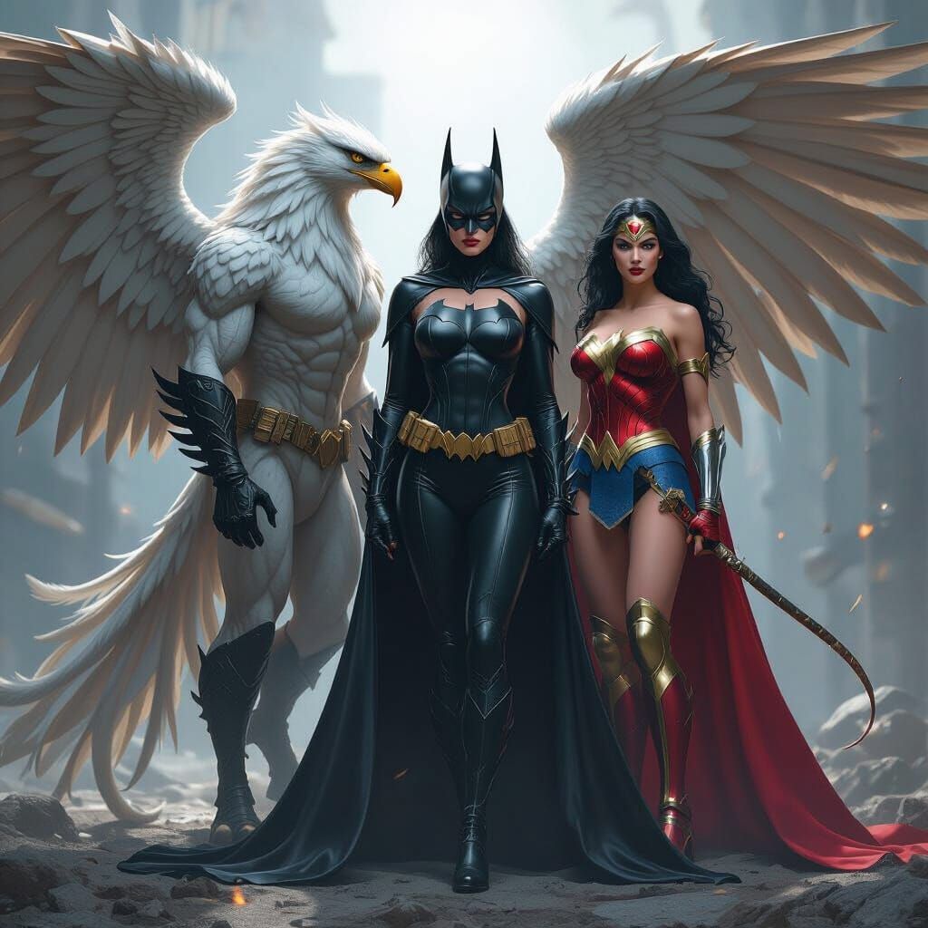 Griffin, Batwoman, Scorpion Lady & Wonder Woman in Comic Sty...