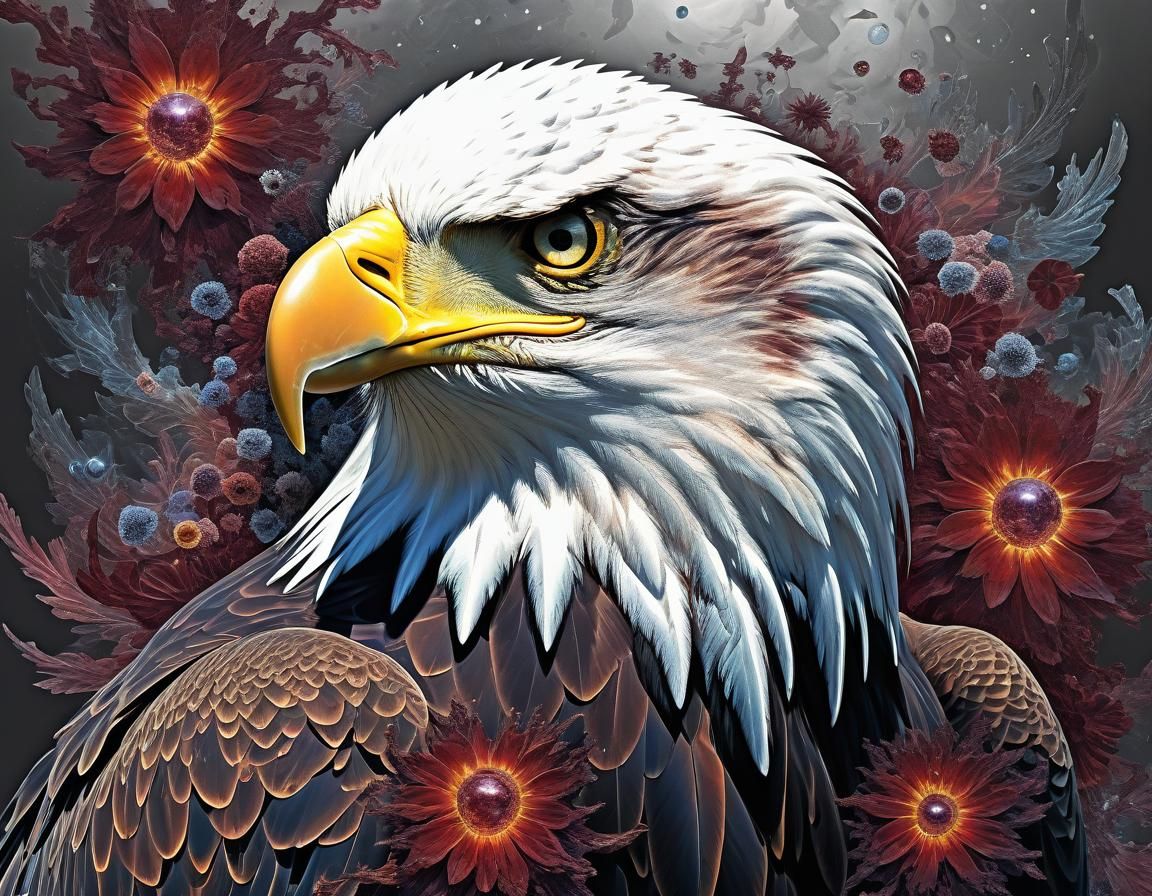 Ethereal Abstract Floral Art in Synthetism Style