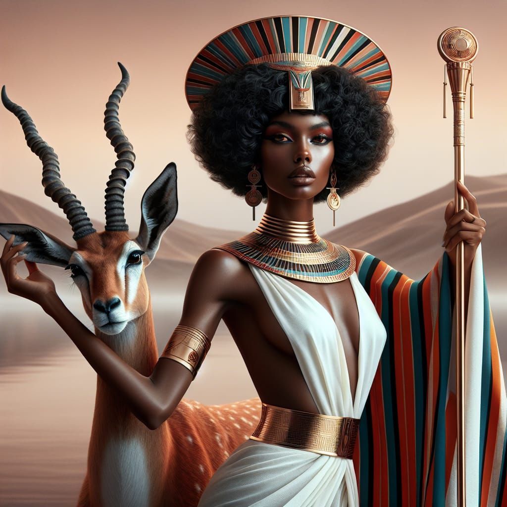 Ancient Egyptian Goddess of Upper Egypt in Regal Pose