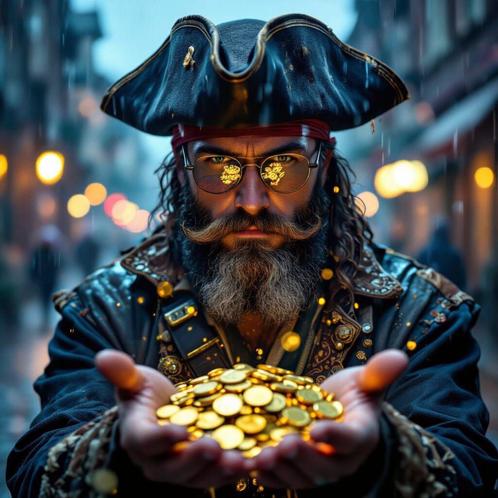 Pirate Portrait Glitchcore Double Exposure