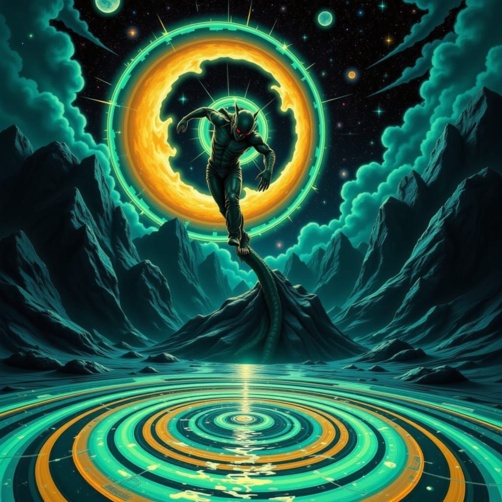 Abstract Psychedelic Art with Whimsical Elements