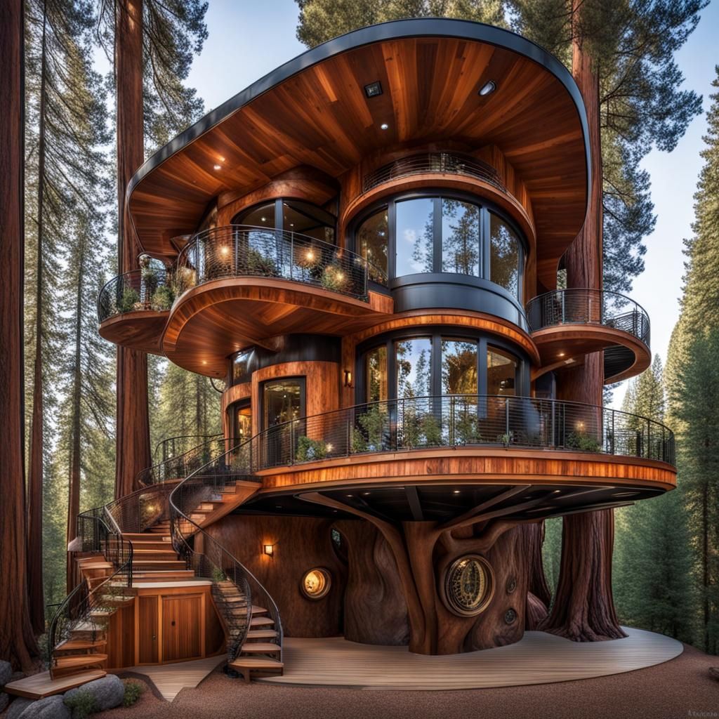 Steampunk Home Built into Giant Sequoia Tree