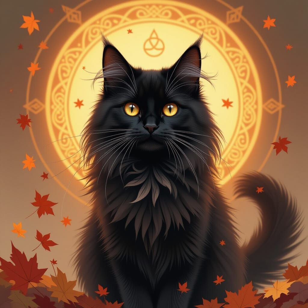 Black Longhair Cat Uses Brown Magic