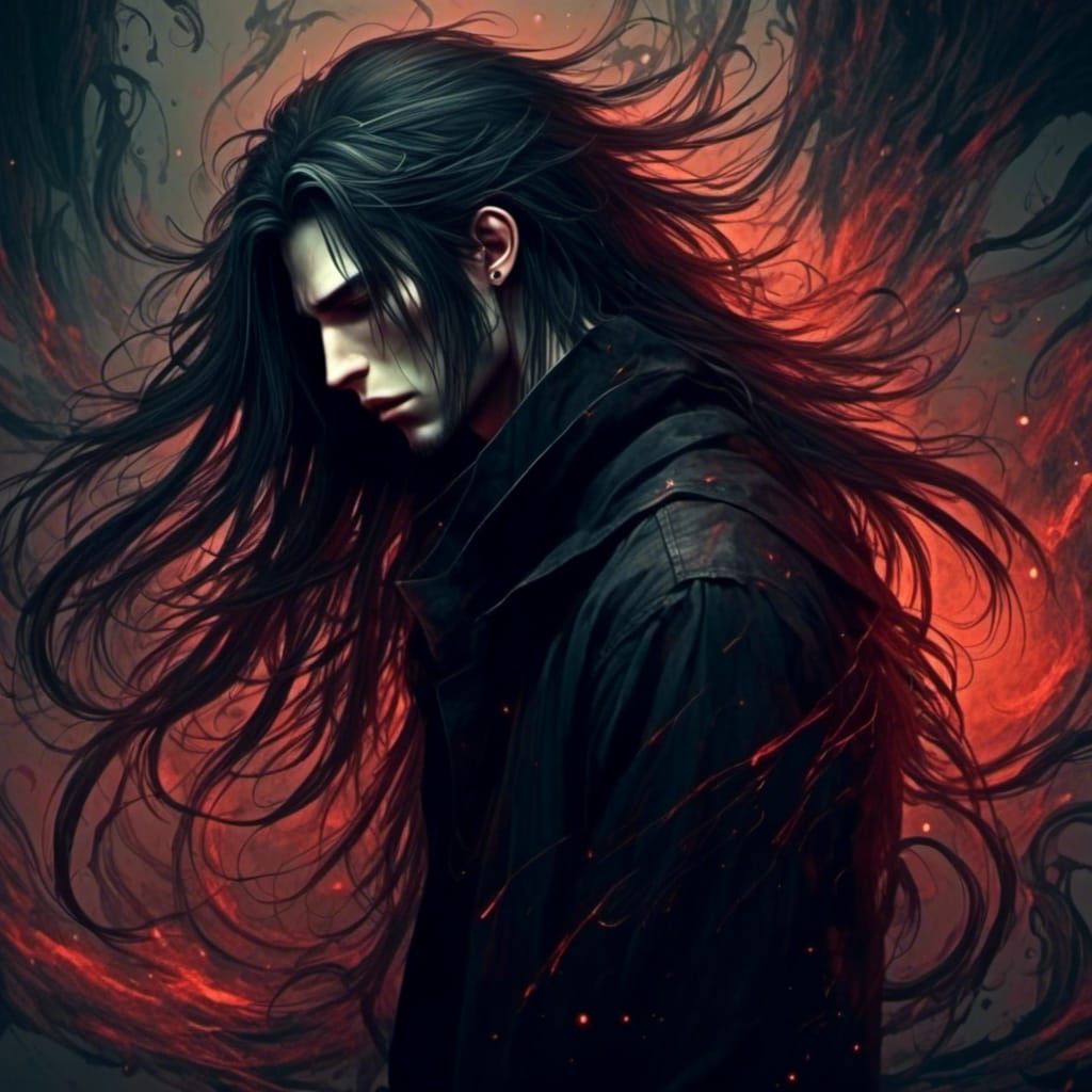 Goth Man's Dark Battle with Inner Demons