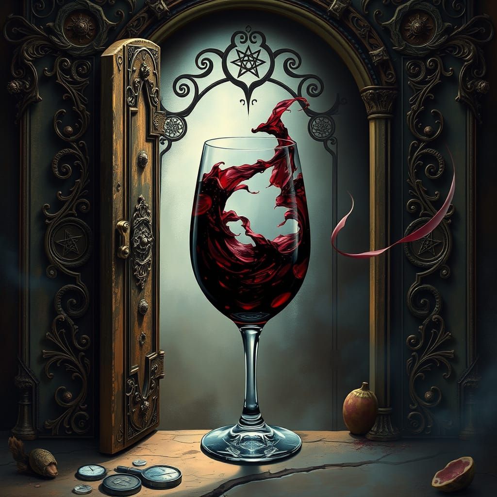 Bohemian Crystal Door Reveals Tuscany Red Wine