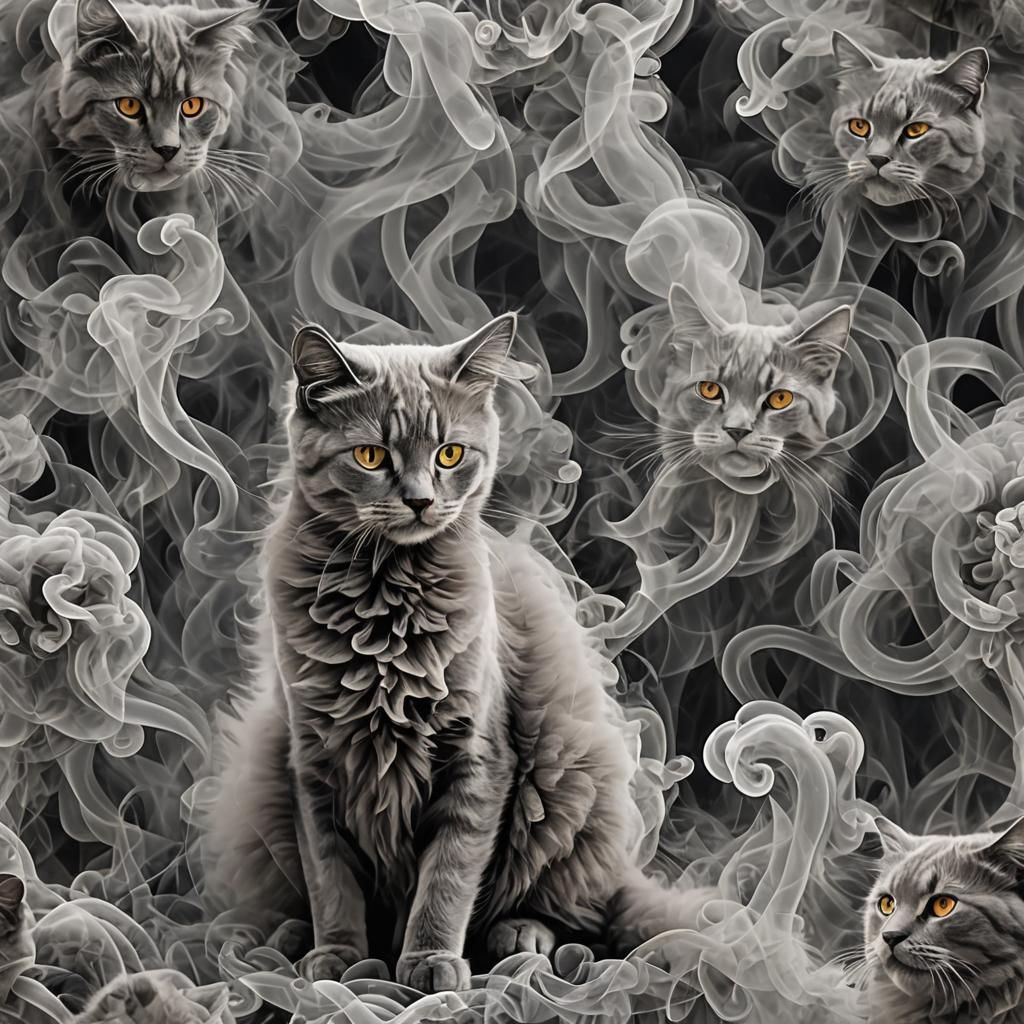 Ethereal Smoke Cat: A Feline Made of Smoke