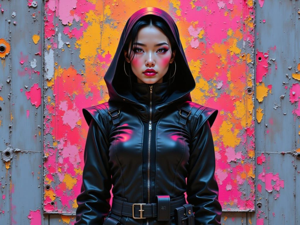 CHUNGHA in Techwear Commando Gear, African Neon Art