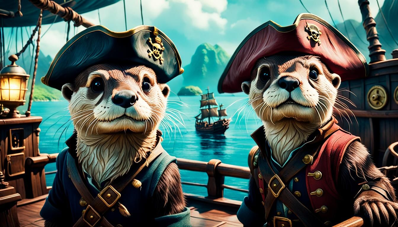 Pirate Otters of the Caribbean: Cinematic Film Still