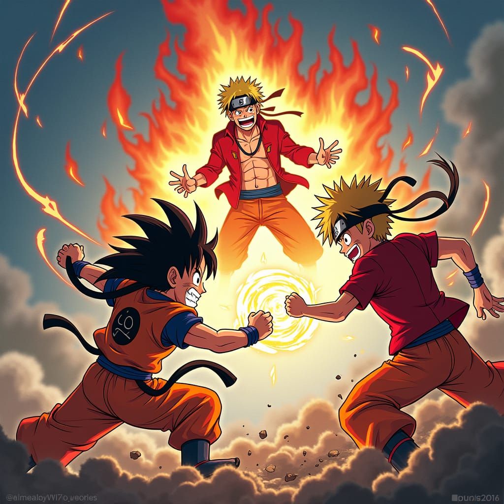 Epic Anime Battle: Goku, Naruto, and Luffy Clash