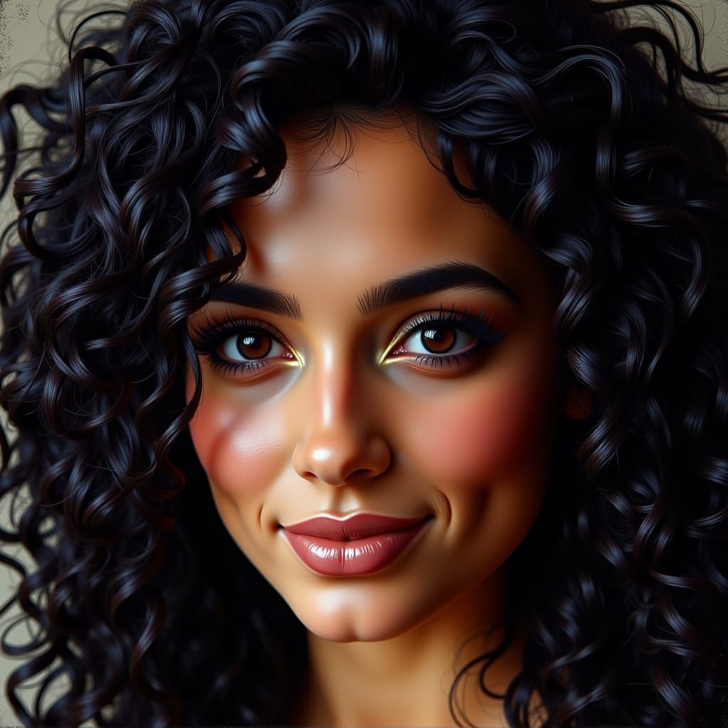 a beautiful Spanish Woman long black curly hair