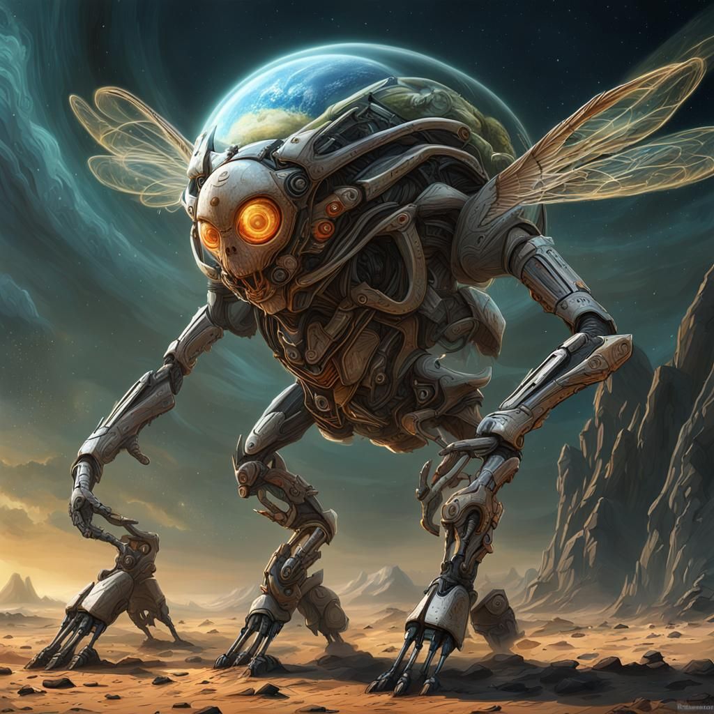 Exoplanet: Biological Robot Angel Aliens in Concept Art