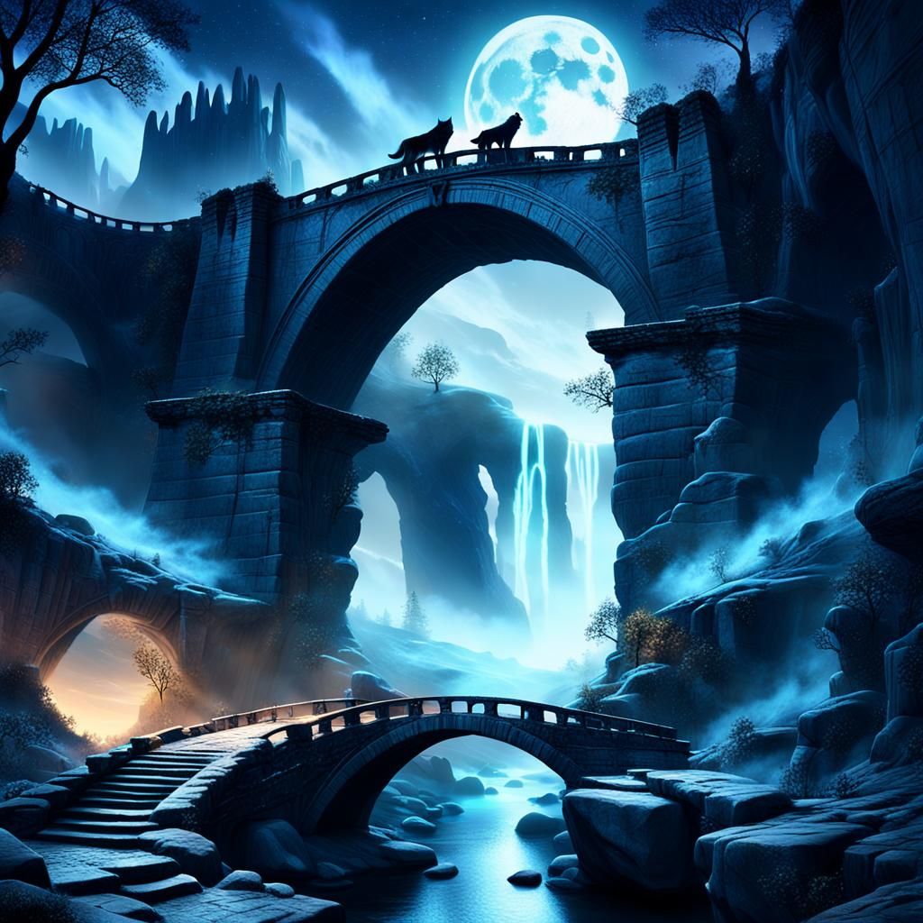 Twilight Stone Bridge: A Digital Matte Painting