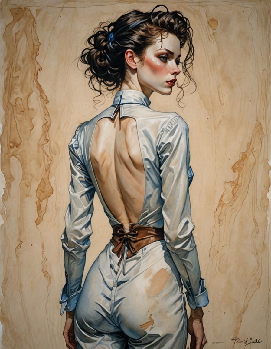 Woman with Blue Eyes in Classic Illustration Style