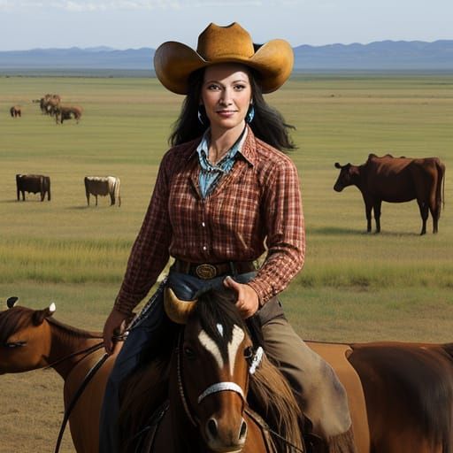 Cowgirl on a cattle drive