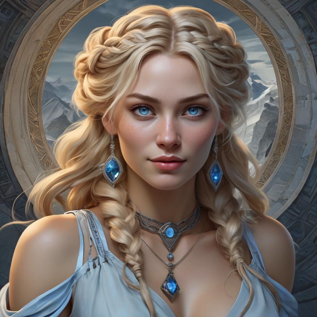 Lovely Norse Goddess in Radiant Moonlight