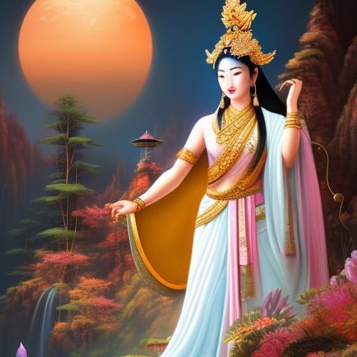 Goddess Sivanmu in Palace: Chinese Fresco Painting