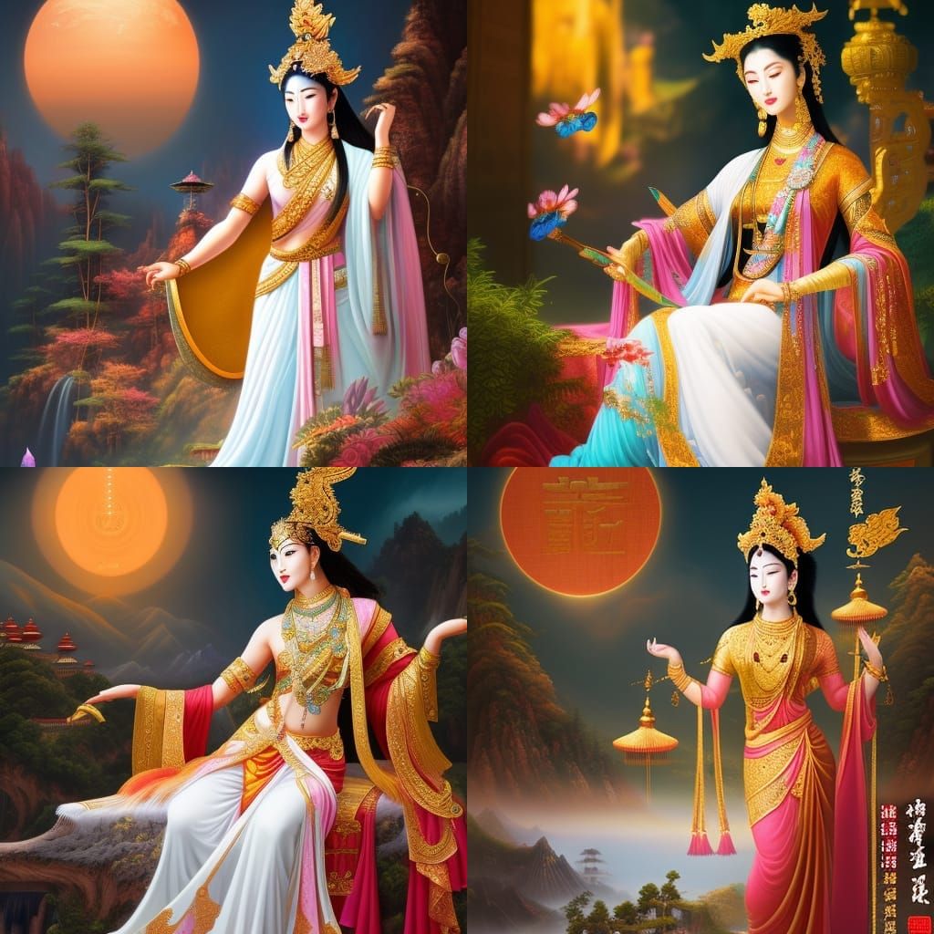 Goddess Sivanmu in Palace: Chinese Fresco Style