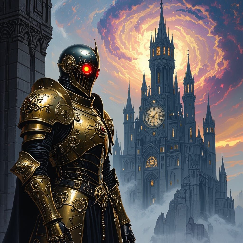 Gothic Clockwork Knight Guarding Clockwork Castle