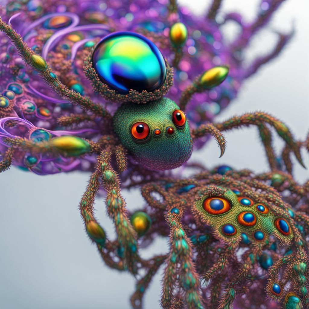 Glass Alien Spider Sculpture in Cosmic Fantasy Style