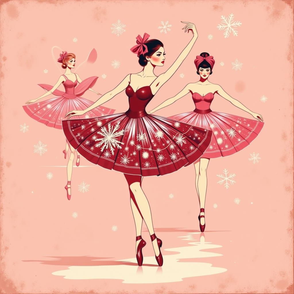 Elegant Ballerinas Dancing in Vintage Style