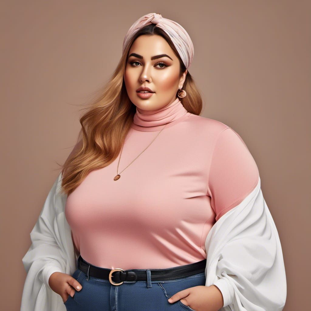 Curvy Woman Portrait with Freckles and Red Cheeks