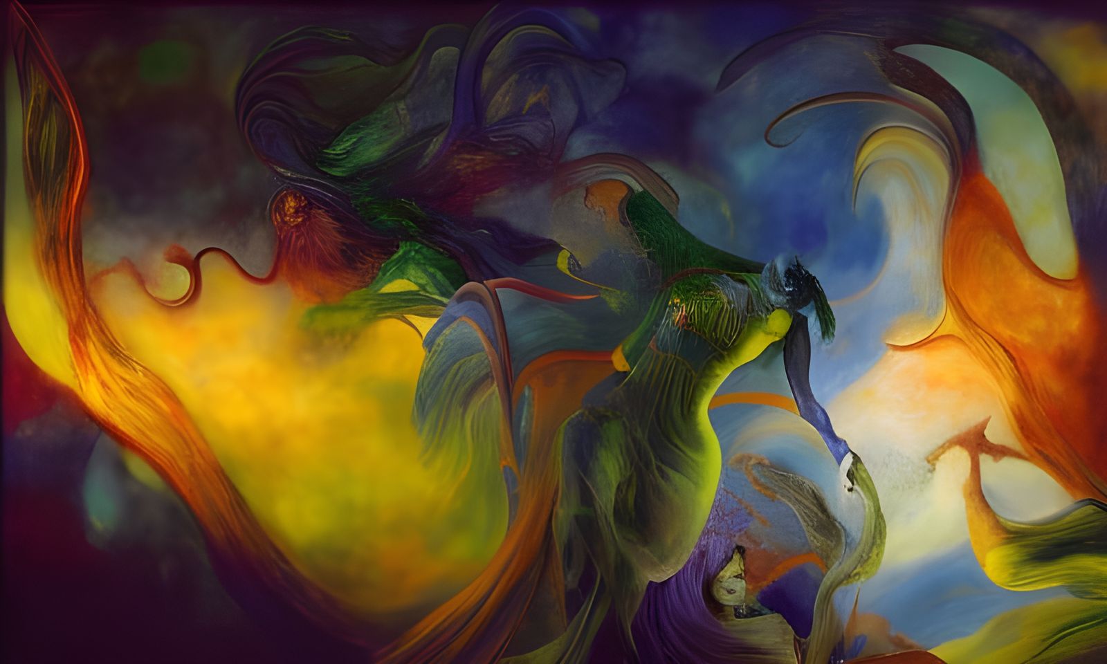 Surreal Cloud Garden with Laughing Figures