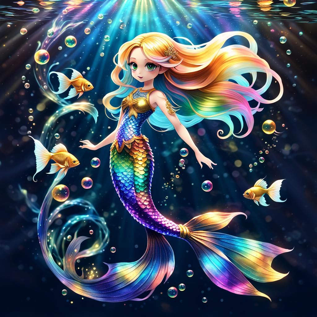 Betta Fish Mermaid in Anime Style