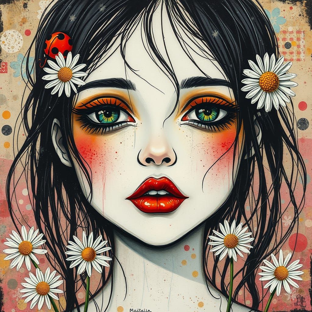 Ladybug in Glitchcore Aesthetic